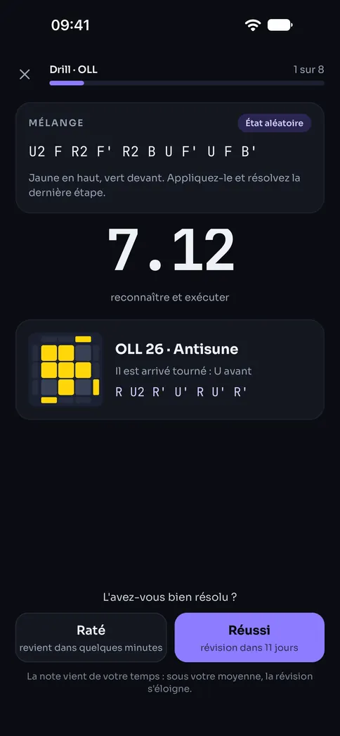 Un drill OLL : le mélange, votre temps et le cas que vous venez de résoudre